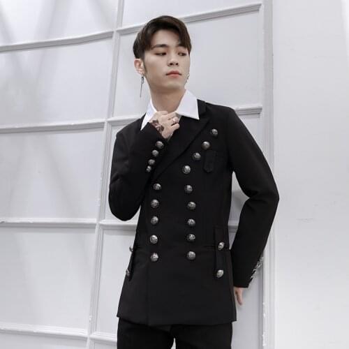 European and American high street wind heavy industry tooling wind large size black mens dress Japanese retro coat Yamamoto dar