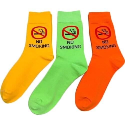 Three Color Socks for Men and Women English Positive Words Unique Design Street Hip-hop Skateboard Socks