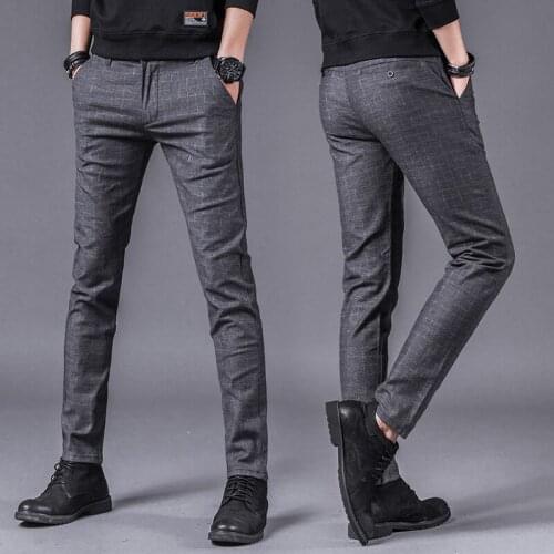 2019 New Mens Long Pants Regular Straight Fit Smart Casual Trousers Elasticity Pants Regular Straight Fit Male Pants