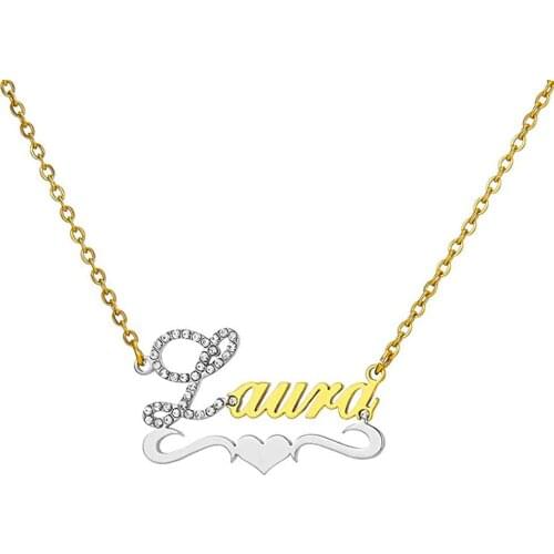 Custom Necklace with Zirconia Initial Letter Stainless Steel Name Necklaces Double Color Pedants Spiritual Jewelry for Women Gif