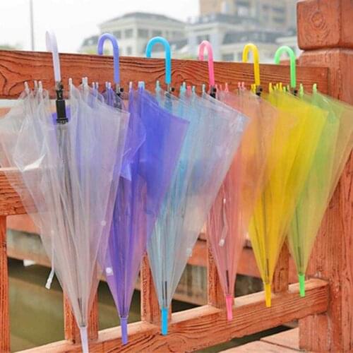 Clear Rain Umbrella PVC Rain Dome Bubble Rain Sun Shade Long Handle Straight Stick Umbrella LX8117