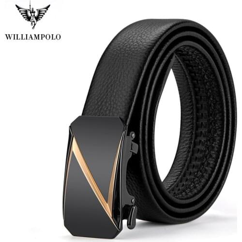 WILLIAMPOLO 2021 Inside wear Genuine leather Brand Belt Men Top Quality Luxury Belts for Men Strap Male Metal Automatic Buckle