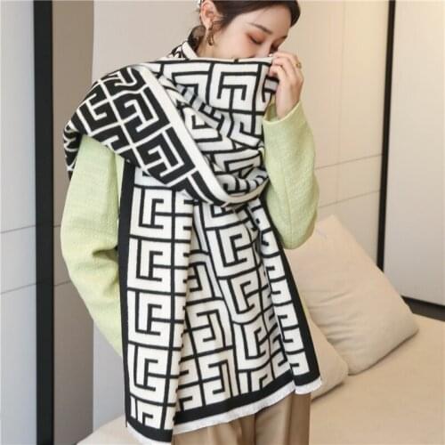 Winter Scarf Luxury Brand Women Cashmere Wraps 2021 Striped Print Pashmina Shawls Warm Blanket for Lady Thick Bufanda
