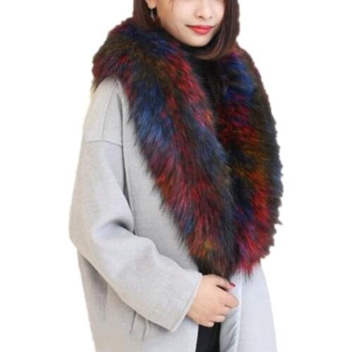 Women Solid 120CM Long Hair Imitated Fur Scarves Autumn Large Shawl Women Faux Fur Collar Cape Shawl For Winter