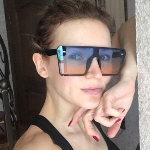 Oversize One Piece Sunglasses Women Men 2019 New Luxury Brand Vintage Square Sun Glasses Man Goggle Flat Top Sunglasses UV400