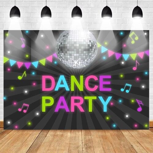 Dance Theme Party Backdrop for Photography Birthday Friends Party Photo Background Neon Music Stripe Shiny Stars Custom Backdrop