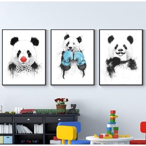 Shy Cute Love Panda Poster And Print Funny Unframed Canvas Painting Wall Art Pictures For Kids Room Modern Home Decoration