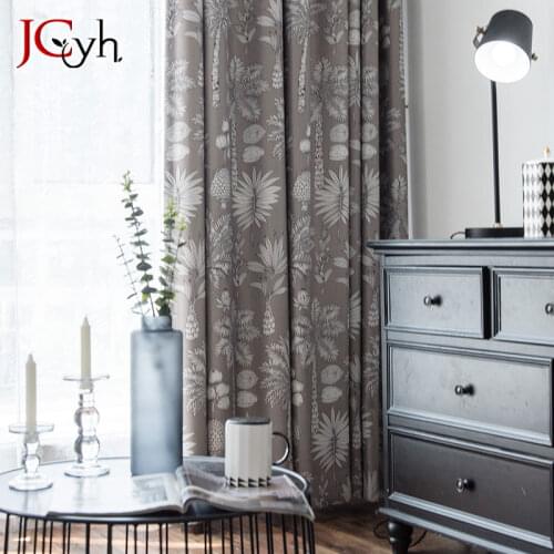 Gray Rainforest Plant Blackout Curtains Curtains For Living Room Window Home Modern Curtains Fabrics Shading Blind Tend Drapes