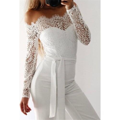 Sexy Lace Long Sleeve Off Shoulder Rompers Women Jumpsuit Elegant Bodycon Party Jumpsuits Cloths Body Mujer