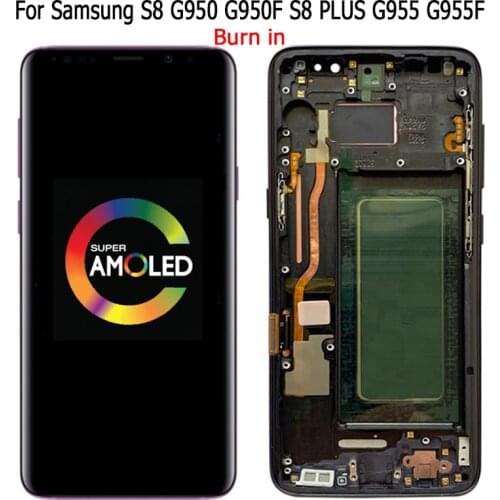 Super AMOLED LCD For Samsung S8 G950 G950F S8 PLUS G955F G955FD Burn in Shadows LCD Display With Touch Screen Digitizer