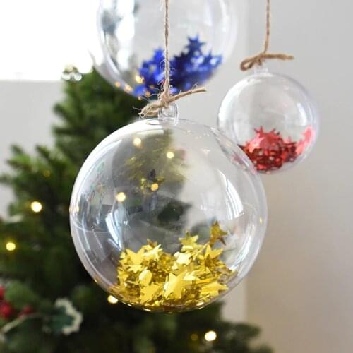 10Set A+ Christmas Suspension Decorations Ball Transparent Open Plastic Clear Christmas Tree Decorations Xmas Supplies