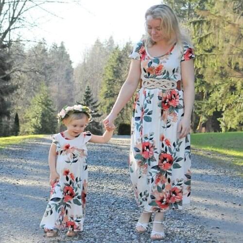 2021 Sleeveless Family Matching Outfits Mother Daughter Dress Women Girl Casual Summer Dress Mom Baby Kids Clothes For Babies
