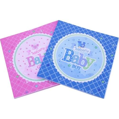 33*33cm 20pcs/lot BABY SHOWER Paper Napkins Colour Printed Napkins Boys and Girls Parties Decoration Birthday Party Decoration