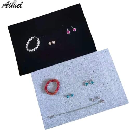 Velvet Jewelry Earring Display Showcase Black Grey Drawer Counter Jewellery Stud Ear Clip Organizer Pad Tray Soft Inner Box 5Pcs