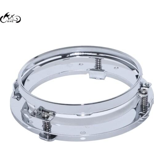 7 Inch Chrome Round LED Headlight Adapter Mounting Ring Bracket For Harley Touring Softail Jeep Wrangler JK 07-16 FLD 2012-2013