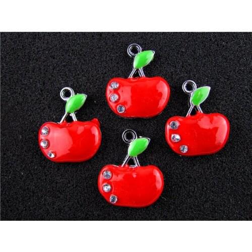AE622 Mix Color 20Pcs Alloy Metal Enamel Apple Charms Pendant 28x23mm