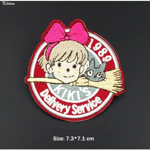 Anime 1989 Kikis Delivery Service Patch Embroidered Sew Iron on Badges Stickers for Jacket Jeans Backpack DIY Patches
