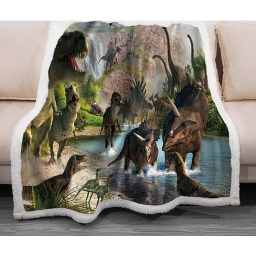 Landscape Dinosaur Velvet Plush Throw Blanket Bedding Thick Quilt Warmer Blanket Sports Series 60*80inch Blanket
