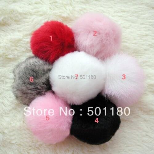 Free shipping Faux rabbit fur ball keychain