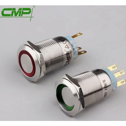 CMP Dia 19mm Stainless Steel Led Ring Light Illuminated Push Lock Button Switch IP67
