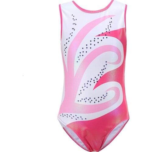 Children Girls Diamante Sleeveless Ballet Practice Dance Wear Gymnastics Bright Color Body Suits