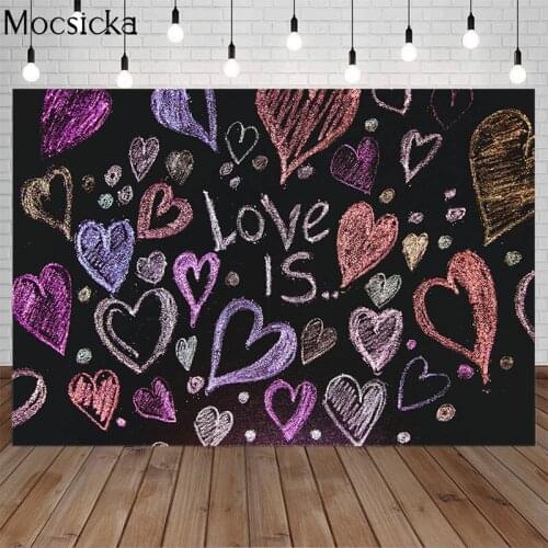 Mocsicka Valentines Day Black Wall Photography Background Love Heart Painting Decorative Props Adult Portrait Romantic Backdrop