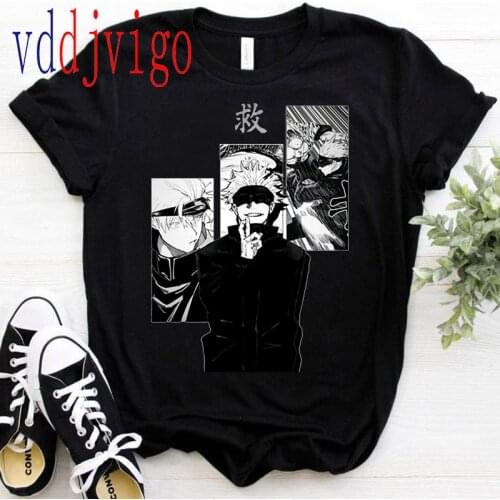 Anime Jujutsu Kaisen Gojo Satoru Yuji Itadori t-shirt male manga t shirt hip hop casual japanese top tee plus size white t shirt