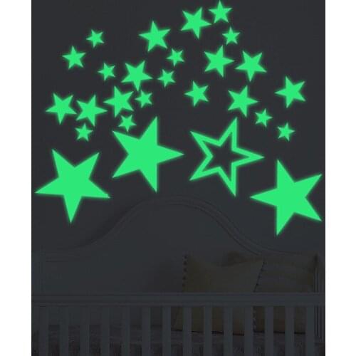 YRHCD Cute cartoon stars Luminous Stickers Fluorescent Wall Sticker Creative DIY Minimalist room decoration Mural Sticker