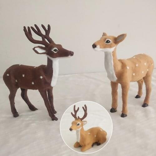 Simulation Merry Christmas Deer Scene Arrangement Props Christmas Elk Plush Reindeer Natale Christmas Decoration Figurines