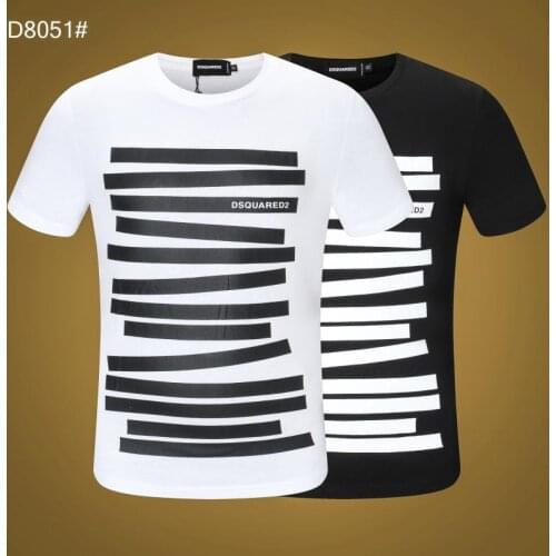 2021 new Dsquared2 print men clothing short-sleeved T-shirt mens D2 fashion Locomotive striped trend summer tide tops xxxl