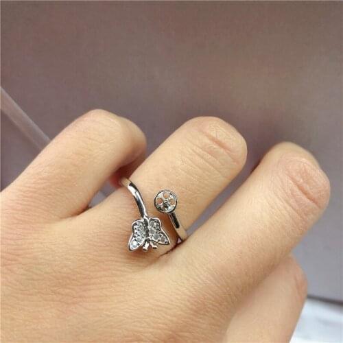 New Butterfly Ring Mountings Base Findings Mount Component Jewelry Settings Parts for Pearls Stones Crystal Agate Coral Jade