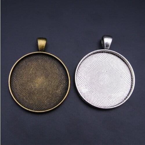 10pcs 41*30mm Silver Bronze Color Necklace Pendant Setting Cabochon Cameo Base Tray Bezel Blank Jewelry Making Findings