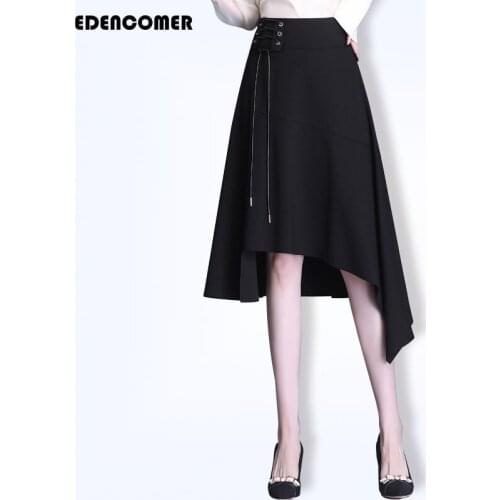 Plus Size Black Skirt Irregular 2021 Spring and Summer Womens High Waist and Large Size Long A-line Skirts Faldas Largas Jupe