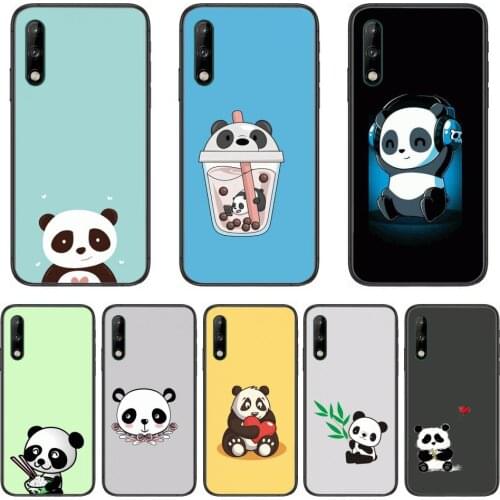 Cute Panda Clear Phone Case For Huawei Y 5 6 7 8 9 A P S Pro 2020 2019 Black Etui Coque Hoesjes Comic Fashion