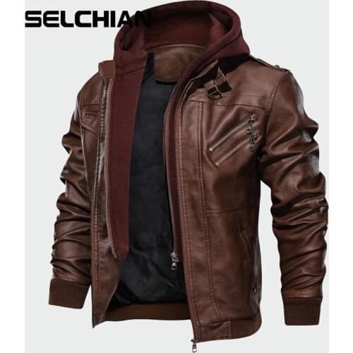 SELCHIAN Men's Faux Leather Jackets