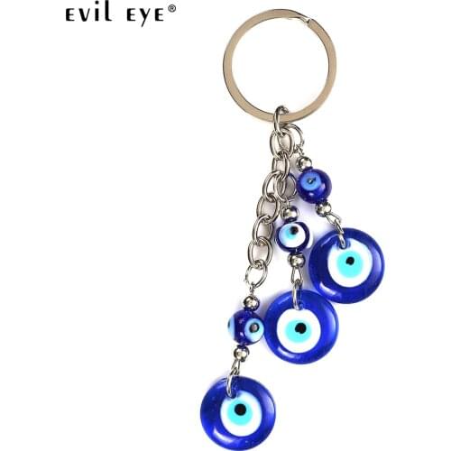 Evil Eye Classic 3 blue glass evil eye keychain pendent high quality simple keyring jewelry accessories wholesale EY5043