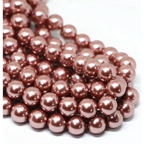 Champagne round loose beads shell simulated-pearl high quality fashion 4-14mm spaces accessories jewelry making 15inch B1617