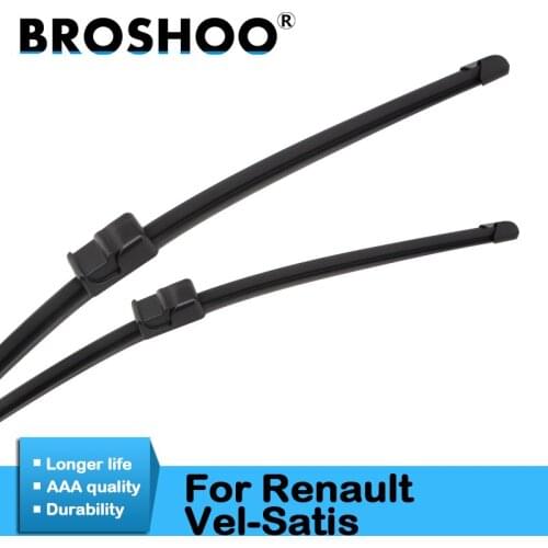 BROSHOO Car Wiper Blades Natural Rubber For Renault Vel Satis ,2002 2003 2004 2005 2006 2007 2008 2009 2010 Fit Side Pin Arm