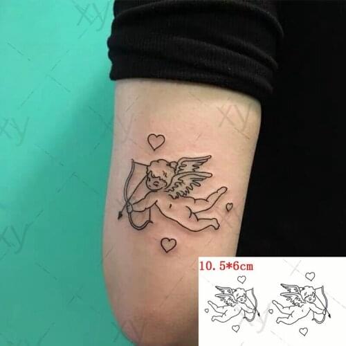 Waterproof Temporary Tattoo Sticker Myth Cupid Wing Love Bow and Arrow Flash Tatoo Fake Tatto Body Art Hand Leg for Men Women