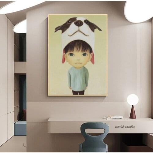 Janpanese Painter Funny Cartoon Oil Painting Hand Made On Canvas Graffiti Art Oil Painting For Kids Wall Decoration