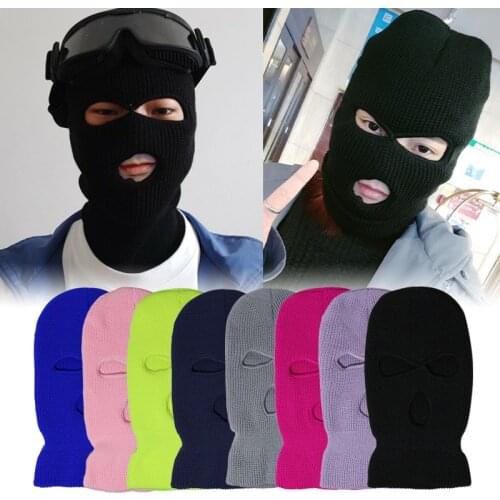 Winter Ski Cycling Mask Full Face Cover Mask Three Hole Balaclava Knit Hat Army Tactical CS Beanie Hat Scarf Warm Face Masks