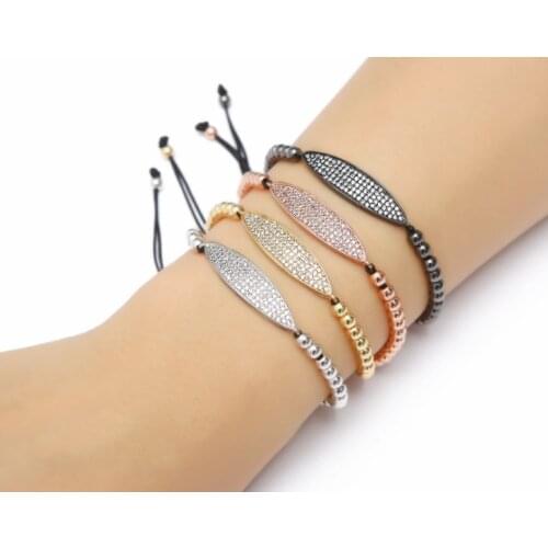 Gold silver micro pave cz Cubic Zirconia rope adjusted Copper Beads Bracelet fdsh4 Charm Braided Bangles Jewelry women