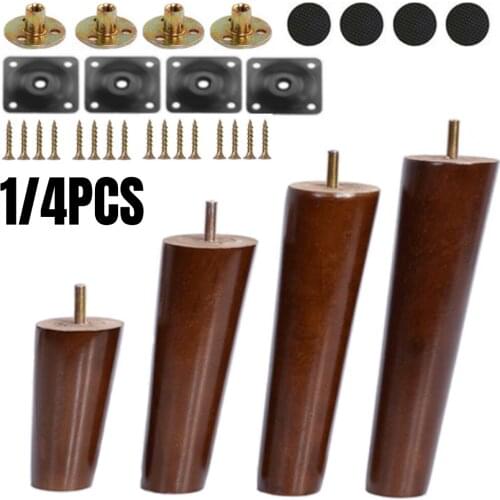 1/4PCS Walnut-Brown Furniture Legs Replacement Wood Oblique Foot M8/M10 Stem For Coffe Tea Table Sofa Cabinet TV Stands 80-500mm
