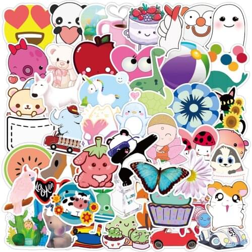 10/50Pcs JDM Mix Styles Cute Watercolor Animal Stickers for Laptop Skateboard Computer Guitar Kids Cartoon Sticker Decal Toy