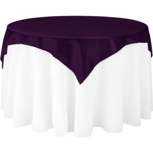 10Pcs 72"*72" Eggplant Square Table Overlay For Round Wedding/Party/Dinning Table Decoration Free Shipping