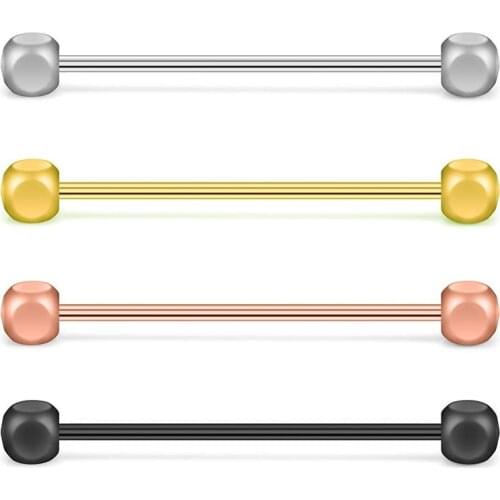 14 gauge industrial barbell cartilage earrings square ball long industrial rod body piercing jewelry 38mm