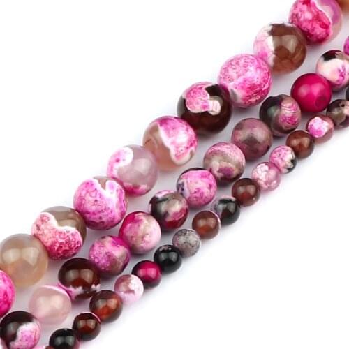 4 6 8MM Natural Rose Red Fire Agate Beads Wholesale Round Loose Spacer Stone For Jewelry Making Bracelets Necklace Accessories