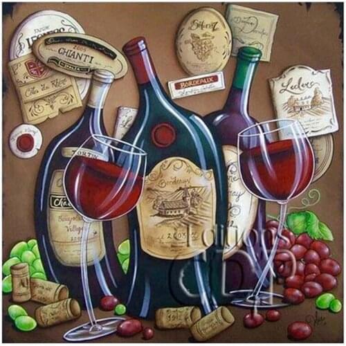 5d Diy Diamond Embroidery mosaic wine bottle dance Diamond Painting Cross Stitch wall picture home Decoration Crafts C189