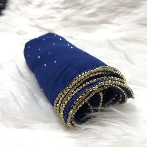 African Chiffon Scarf Ghana Muslim hijab scarf/ Mayafi embroidery head scarf with rhinestones for women scarves