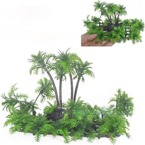 Aquarium Ornament Plastic Fake Water Grass Flower Set Aquarium Landscape Ornament Green Coconut Aquarium Decoration